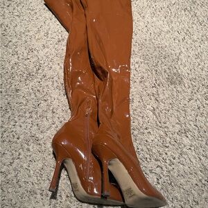 Steve Madden Brown Patent Leather Knee-High Boots